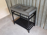 36" Curvy Rectangle Vanity with Steel Stand