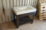 36" Curvy Rectangle Vanity with One Drawer One Shelf Maple Stand