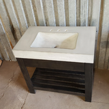 36" Curvy Rectangle Vanity with One Drawer One Shelf Maple Stand