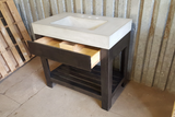 36" Curvy Rectangle Vanity with One Drawer One Shelf Maple Stand