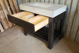 36" Curvy Rectangle Vanity with One Drawer One Shelf Maple Stand